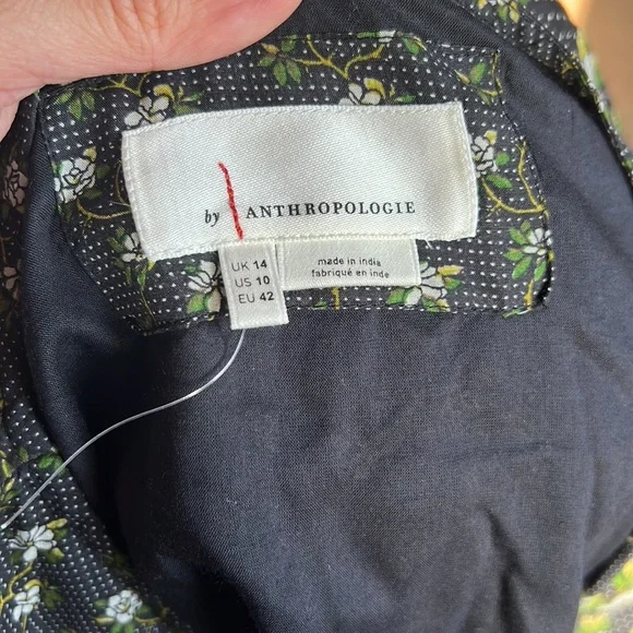 Anthropologie Karoline Tiered Maxi Boho Dress Floral Black Womens 10 - Picture 3 of 8